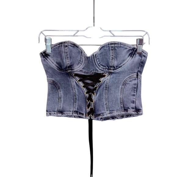 Retrofete Blue Denim Corset Top NWT - Size S - Picture 3 of 9